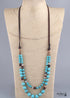 Boho Necklace, RH Precious Natural Stones Links with Leather